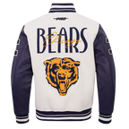 NFL CHICAGO BEARS ORIGINAL PLAYERS MEN'S VARSITY JACKET (EGGSHELL/ MIDNIGHT NAVY)