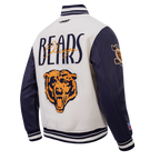 NFL CHICAGO BEARS ORIGINAL PLAYERS MEN'S VARSITY JACKET (EGGSHELL/ MIDNIGHT NAVY)