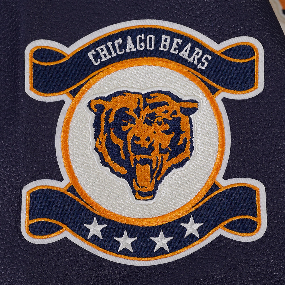 NFL CHICAGO BEARS ORIGINAL PLAYERS MEN'S VARSITY JACKET (EGGSHELL/ MIDNIGHT NAVY)