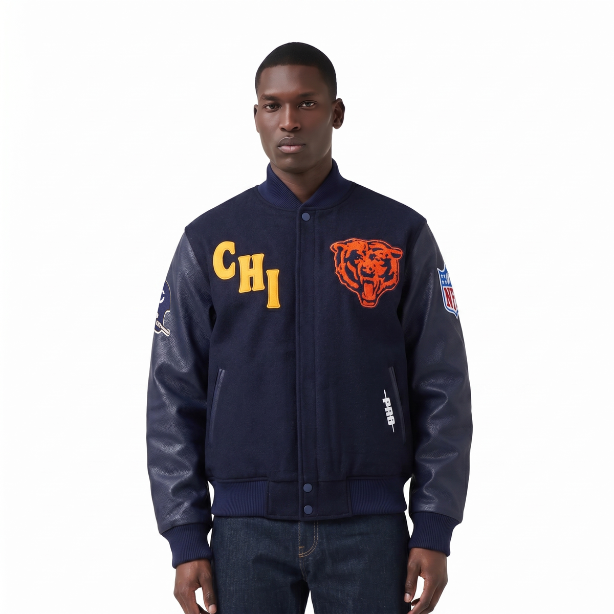 NFL CHICAGO BEARS FIRST TEAM MEN'S VARSITY JACKET (MIDNIGHT NAVY)