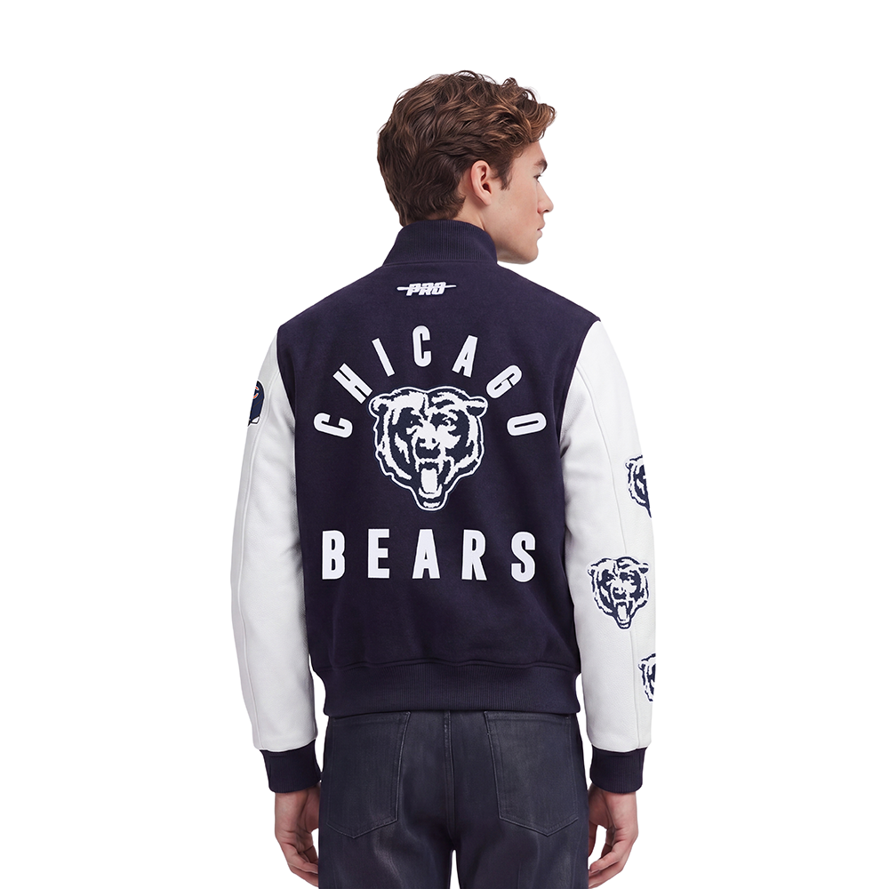 NFL CHICAGO BEARS MEN'S VARSITY JACKET (MIDNIGHT NAVY/WHITE)