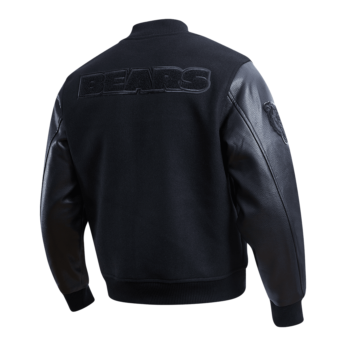 NFL CHICAGO BEARS TRIPLE BLACK LOGO MEN'S VARSITY JACKET (TRIPLE BLACK)