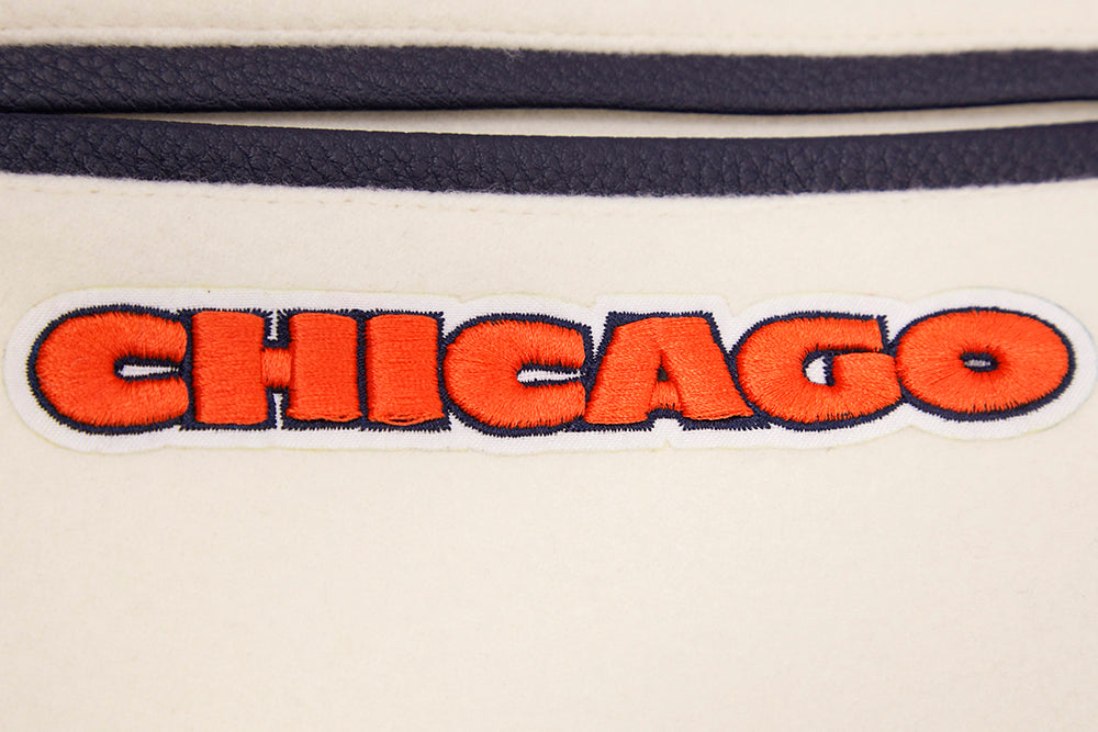 NFL CHICAGO BEARS RETRO CLASSIC BLOUSON COLLÉGIAL EN LAINE À BORDS CÔTELÉS POUR HOMME (COQUILLE D'ŒUF/MARINE MINUIT)