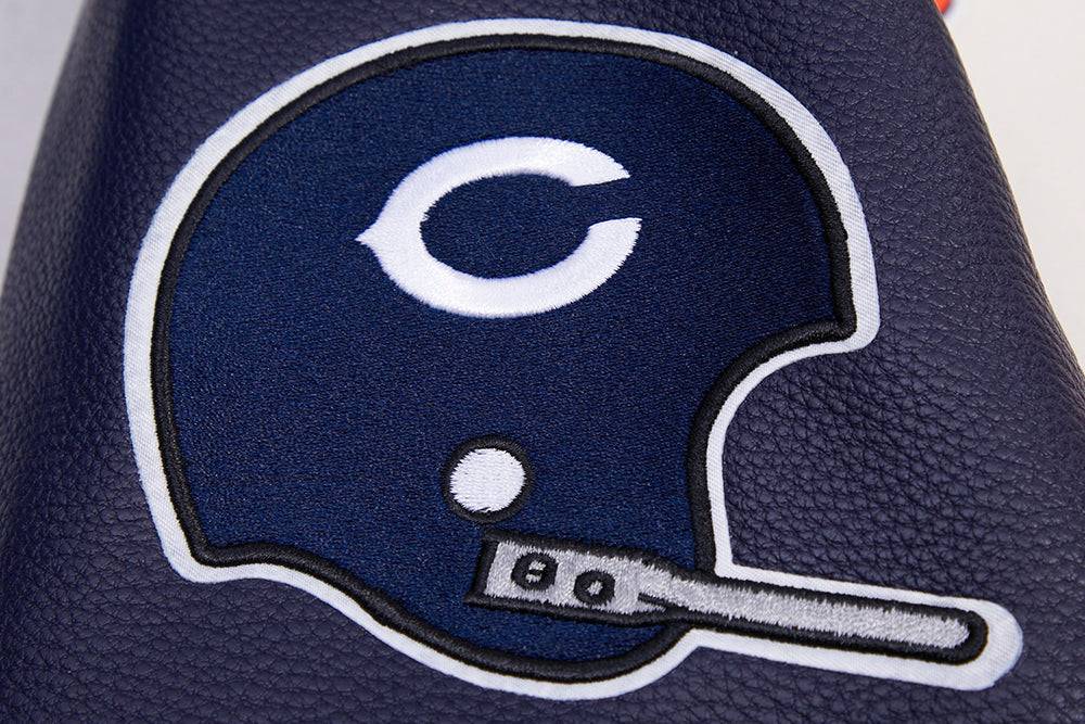NFL CHICAGO BEARS RETRO CLASSIC BLOUSON COLLÉGIAL EN LAINE À BORDS CÔTELÉS POUR HOMME (COQUILLE D'ŒUF/MARINE MINUIT)