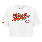 NFL CHICAGO BEARS SCRIPT TAIL T-SHIRT EN JERSEY SIMPLE À COUPE CARRÉE POUR FEMME (BLANC)