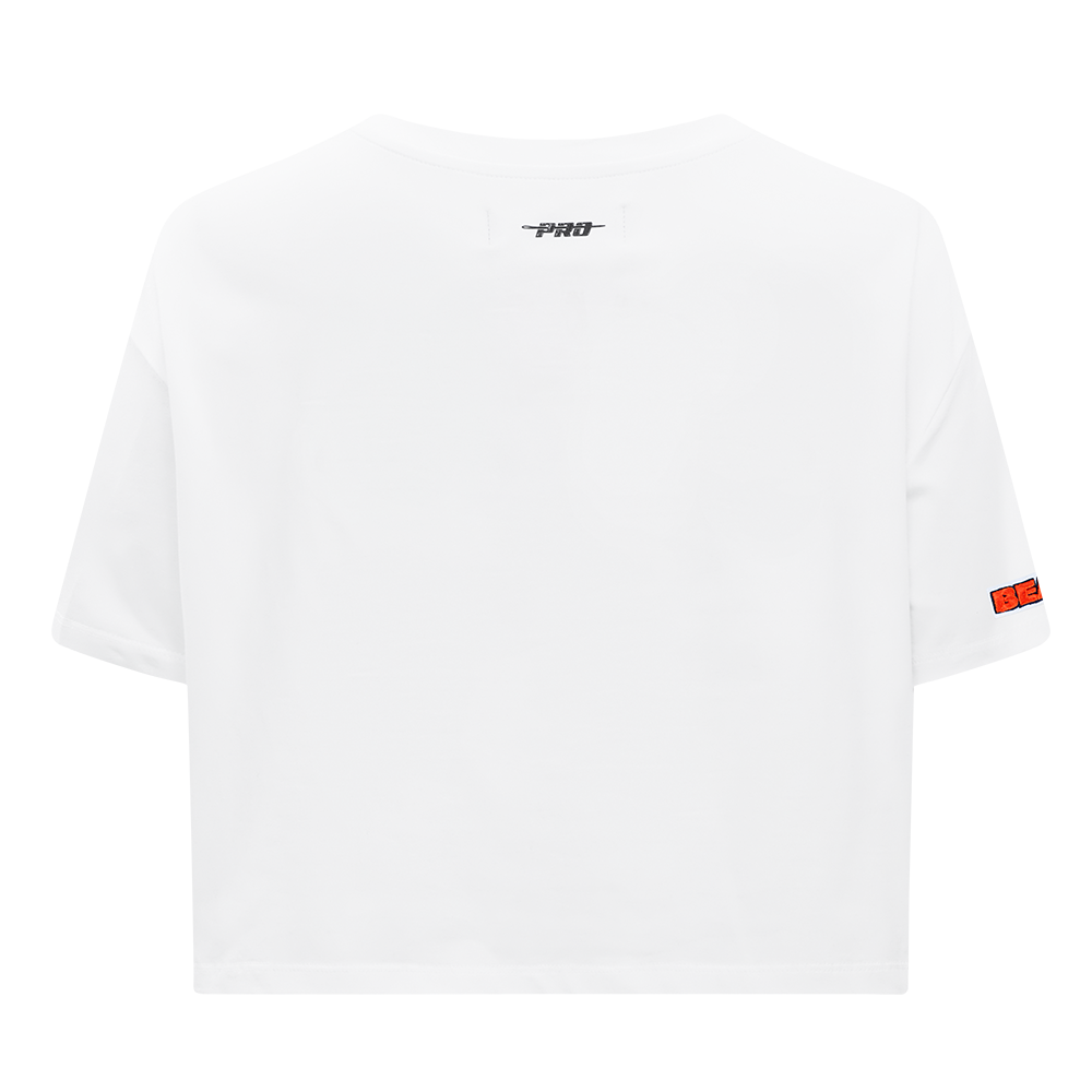 NFL CHICAGO BEARS SCRIPT TAIL T-SHIRT EN JERSEY SIMPLE À COUPE CARRÉE POUR FEMME (BLANC)