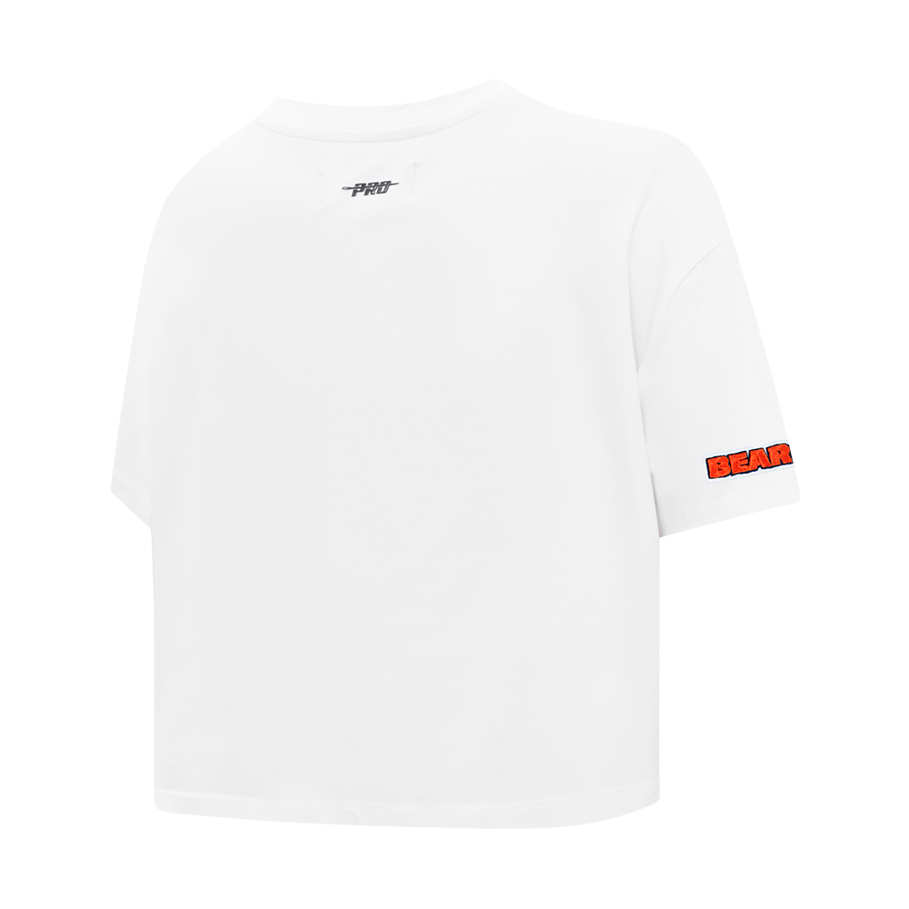 NFL CHICAGO BEARS SCRIPT TAIL T-SHIRT EN JERSEY SIMPLE À COUPE CARRÉE POUR FEMME (BLANC)