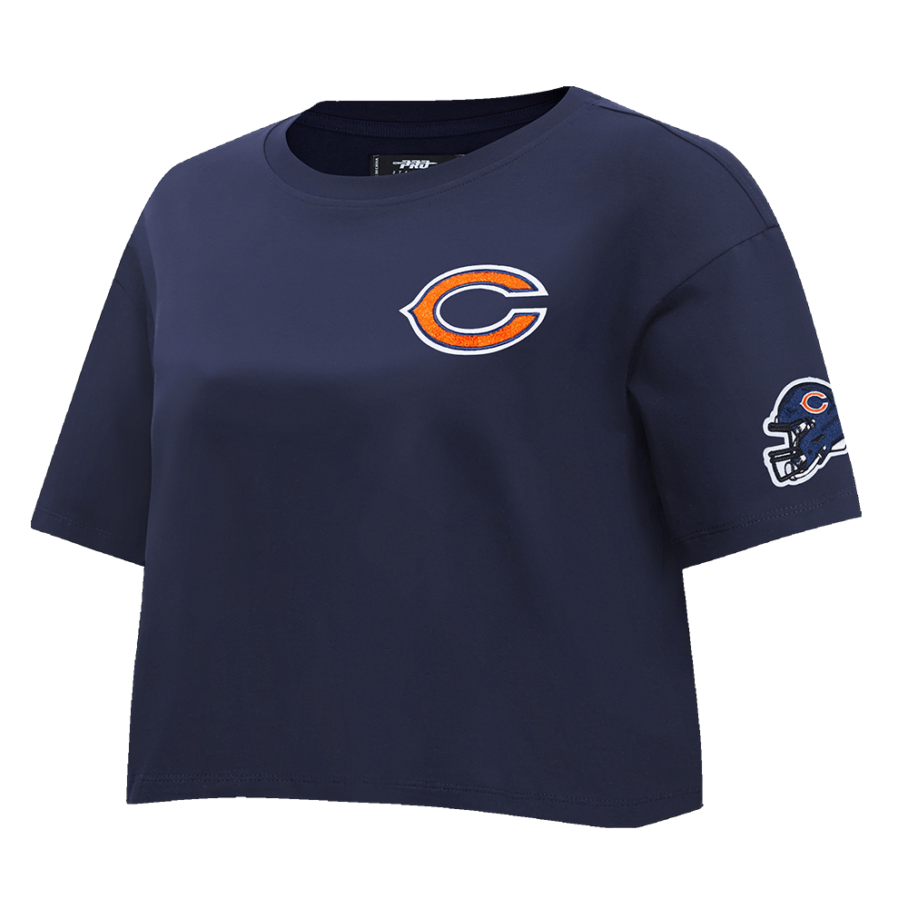 NFL CHICAGO BEARS CLASSIC T-SHIRT EN JERSEY SIMPLE À COUPE CARRÉE POUR FEMME (MARINE MINUIT)