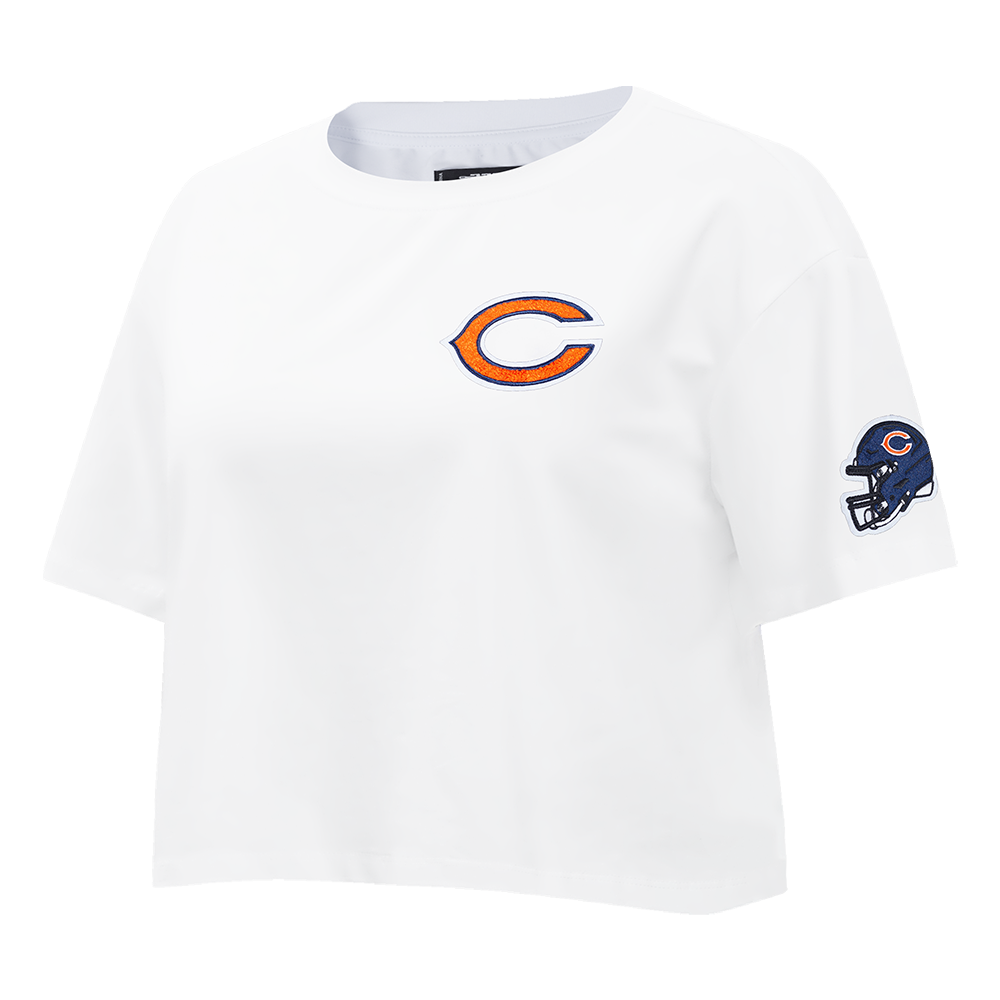 NFL CHICAGO BEARS CLASSIC T-SHIRT EN JERSEY SIMPLE À COUPE CARRÉE POUR FEMME (BLANC)