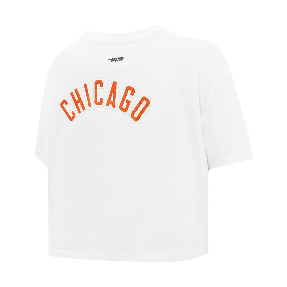 NFL CHICAGO BEARS CLASSIC WOMEN'S SINGLE JERSEY BOXY TEE (WHITE)