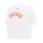 NFL CHICAGO BEARS CLASSIC WOMEN'S SINGLE JERSEY BOXY TEE (WHITE)