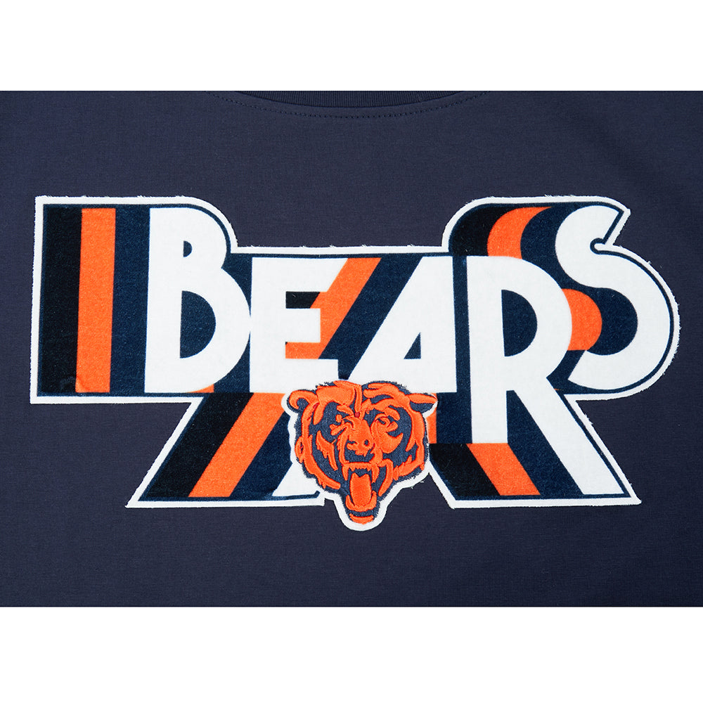 NFL CHICAGO BEARS RETRO ELEVATION T-SHIRT EN JERSEY SIMPLE À COUPE CARRÉE POUR FEMME (MARINE MINUIT)