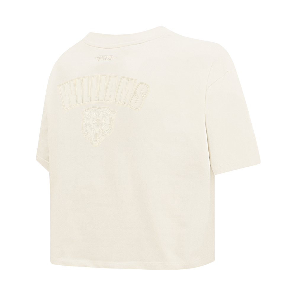 NFL CHICAGO BEARS CALEB WILLIAMS #18 NEUTRAL T-SHIRT EN JERSEY SIMPLE À COUPE CARRÉE POUR FEMME (COQUILLE D'ŒUF)