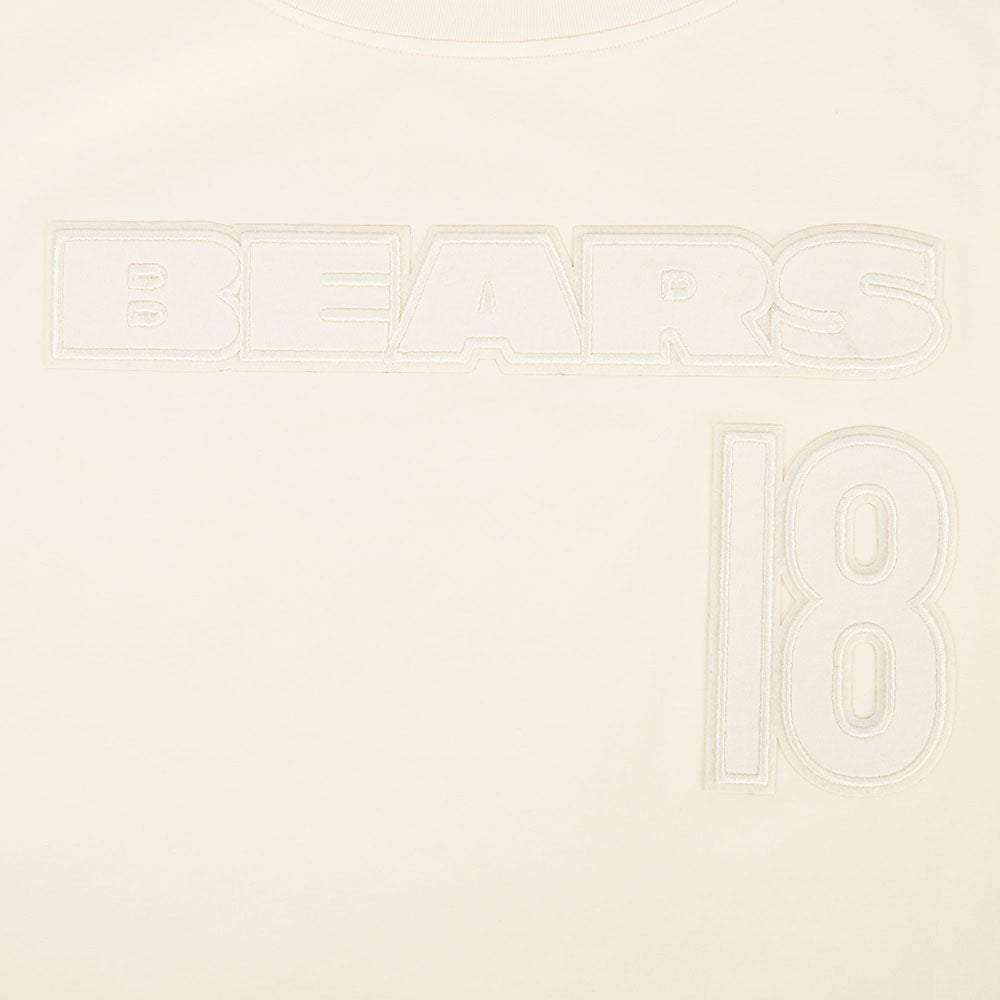 NFL CHICAGO BEARS CALEB WILLIAMS #18 NEUTRAL T-SHIRT EN JERSEY SIMPLE À COUPE CARRÉE POUR FEMME (COQUILLE D'ŒUF)