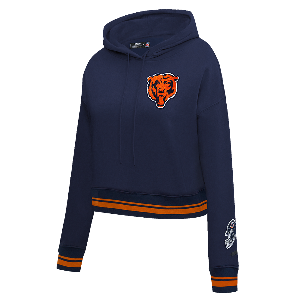 NFL CHICAGO BEARS MASHUP WOMEN'S RIB CROPPED PO HOODIE (MIDNIGHT NAVY/ORANGE/MIDNIGHT NAVY)