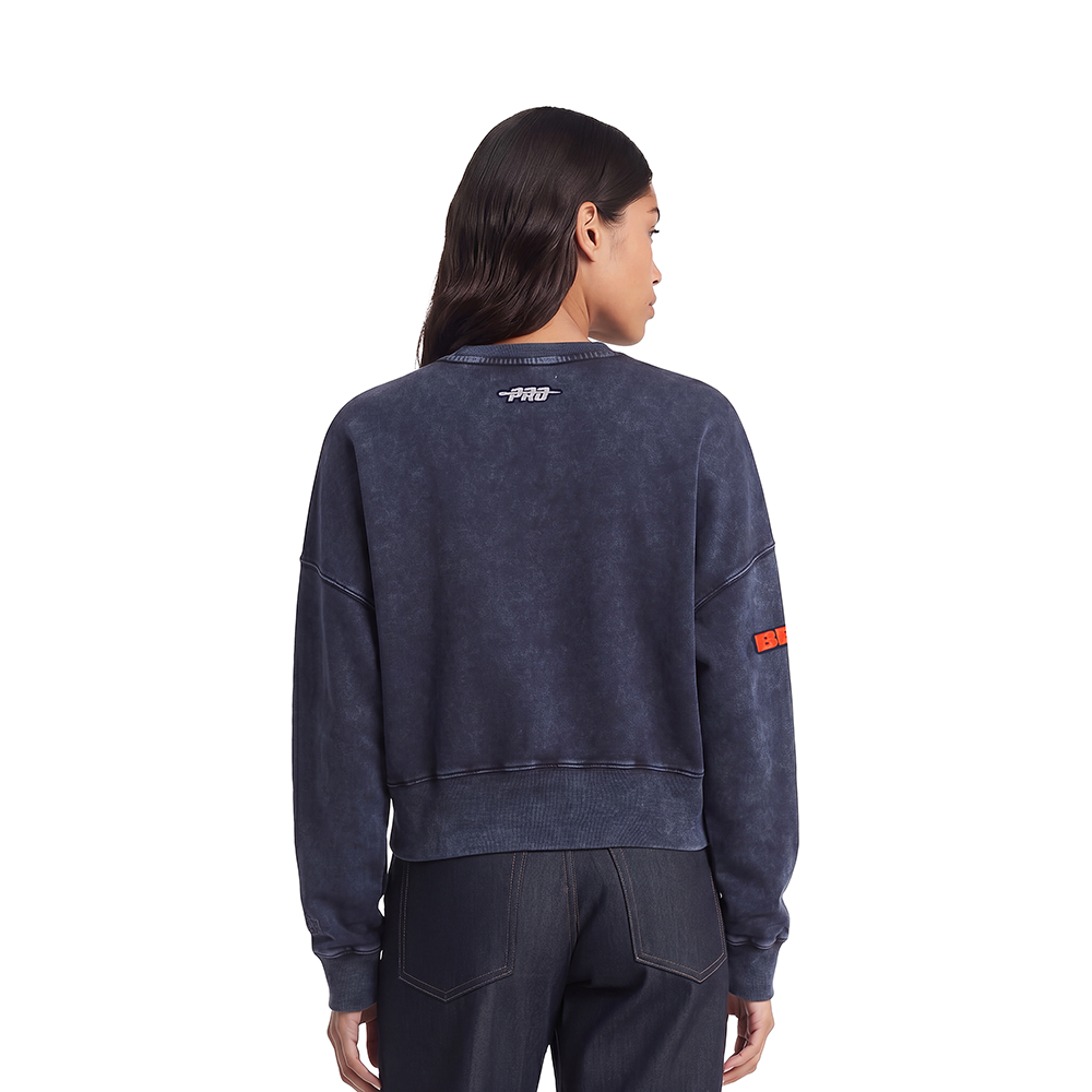 NFL CHICAGO BEARS TEAM CRYSTALLINE CHANDAIL OUATÉ À COL ROND POUR FEMME (MARINE MINUIT DÉLAVÉ)