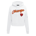 NFL CHICAGO BEARS TEAM CRYSTALLINE WOMEN'S CROPPED PULLOVER HOODIE (WHITE)