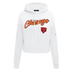 NFL CHICAGO BEARS TEAM CRYSTALLINE WOMEN'S CROPPED PULLOVER HOODIE (WHITE)