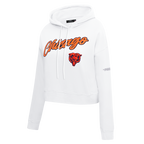 NFL CHICAGO BEARS TEAM CRYSTALLINE WOMEN'S CROPPED PULLOVER HOODIE (WHITE)