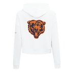 NFL CHICAGO BEARS TEAM CRYSTALLINE WOMEN'S CROPPED PULLOVER HOODIE (WHITE)