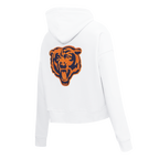 NFL CHICAGO BEARS TEAM CRYSTALLINE WOMEN'S CROPPED PULLOVER HOODIE (WHITE)