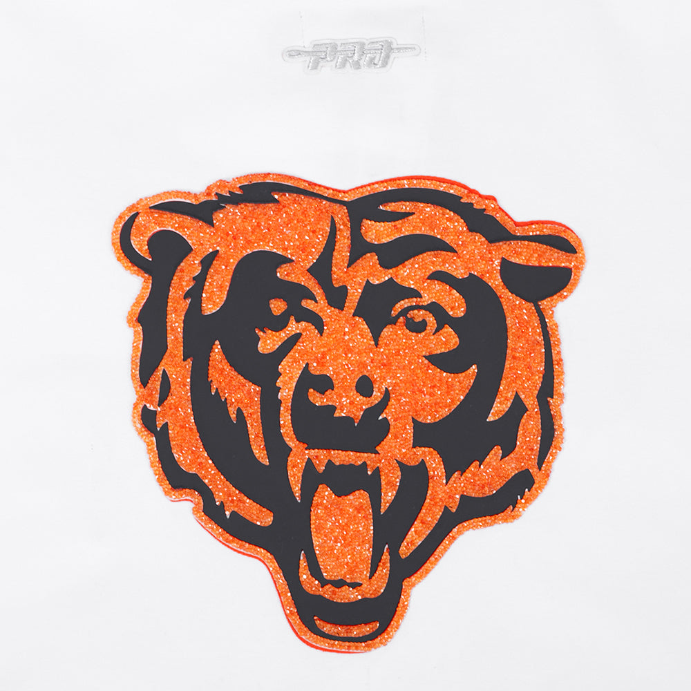 NFL CHICAGO BEARS TEAM CRYSTALLINE WOMEN'S CROPPED PULLOVER HOODIE (WHITE)