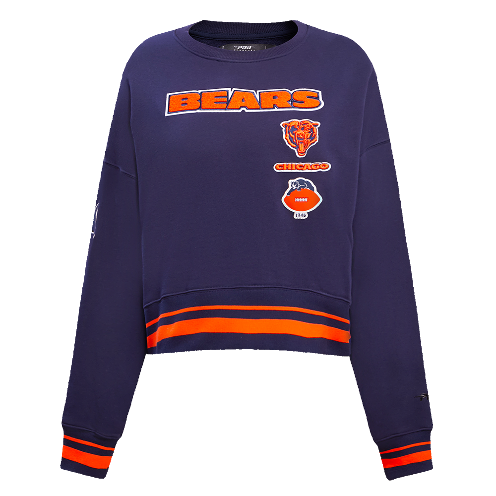 NFL CHICAGO BEARS RETRO CLASSIC WOMEN'S CREWNECK (MIDNIGHT NAVY/ORANGE/MIDNIGHT NAVY)