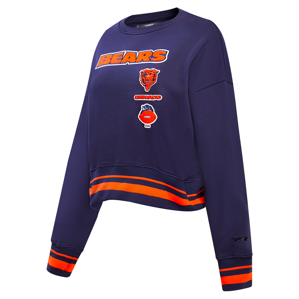 NFL CHICAGO BEARS RETRO CLASSIC WOMEN'S CREWNECK (MIDNIGHT NAVY/ORANGE/MIDNIGHT NAVY)