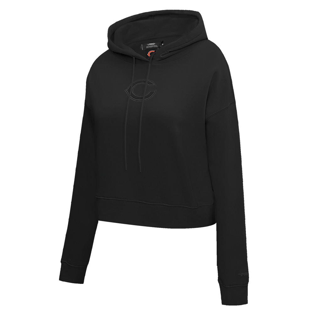 NFL CHICAGO BEARS NEUTRAL WOMEN'S CROPPED PULLOVER HOODIE (BLACK)