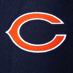 NFL CHICAGO BEARS SCRIPT TAIL WOMEN'S WOOL VARSITY JACKET (MIDNIGHT NAVY/ORANGE/MIDNIGHT NAVY)