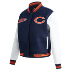 NFL CHICAGO BEARS SCRIPT TAIL WOMEN'S WOOL VARSITY JACKET (MIDNIGHT NAVY/ORANGE/MIDNIGHT NAVY)