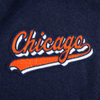 NFL CHICAGO BEARS SCRIPT TAIL WOMEN'S WOOL VARSITY JACKET (MIDNIGHT NAVY/ORANGE/MIDNIGHT NAVY)