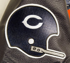 NFL CHICAGO BEARS RETRO CLASSIC BLOUSON COLLÉGIAL EN LAINE À BORDS CÔTELÉS POUR FEMME (COQUILLE D'ŒUF/MARINE MINUIT)