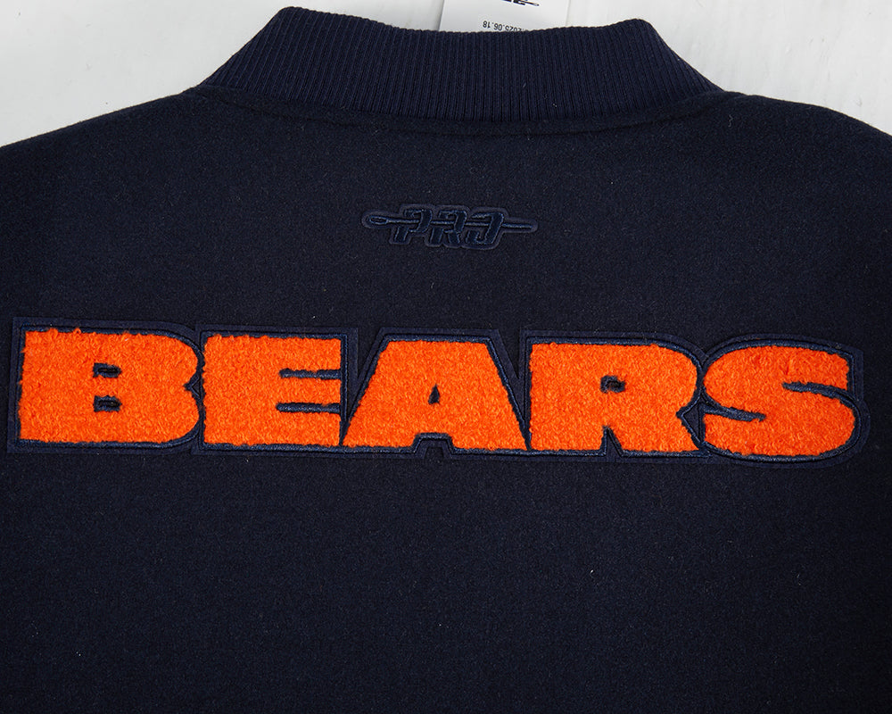 NFL CHICAGO BEARS CLASSIC WOMEN'S WOOL VARSITY JACKET (MIDNIGHT NAVY/WHITE)