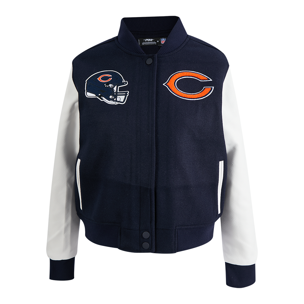 NFL CHICAGO BEARS CLASSIC WOMEN'S WOOL VARSITY JACKET (MIDNIGHT NAVY/WHITE)