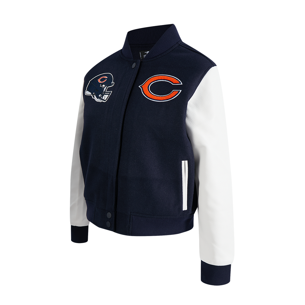 NFL CHICAGO BEARS CLASSIC WOMEN'S WOOL VARSITY JACKET (MIDNIGHT NAVY/WHITE)