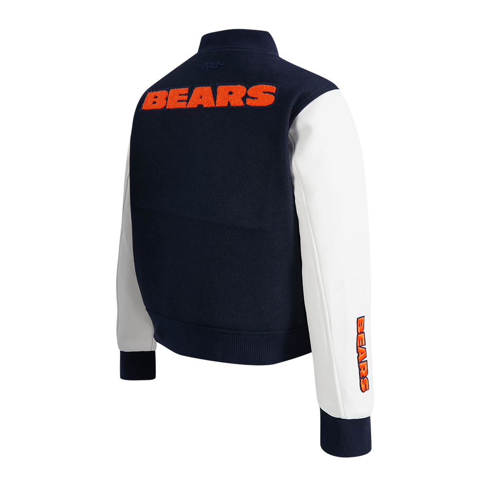 NFL CHICAGO BEARS CLASSIC WOMEN'S WOOL VARSITY JACKET (MIDNIGHT NAVY/WHITE)