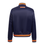 NFL CHICAGO BEARS SCRIPT TAIL BLOUSON EN SATIN POUR FEMME (MARINE MINUIT/ORANGE/MARINE MINUIT)