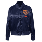 NFL CHICAGO BEARS TEAM CRYSTALLINE WOMEN'S SATIN JACKET (MIDNIGHT NAVY)