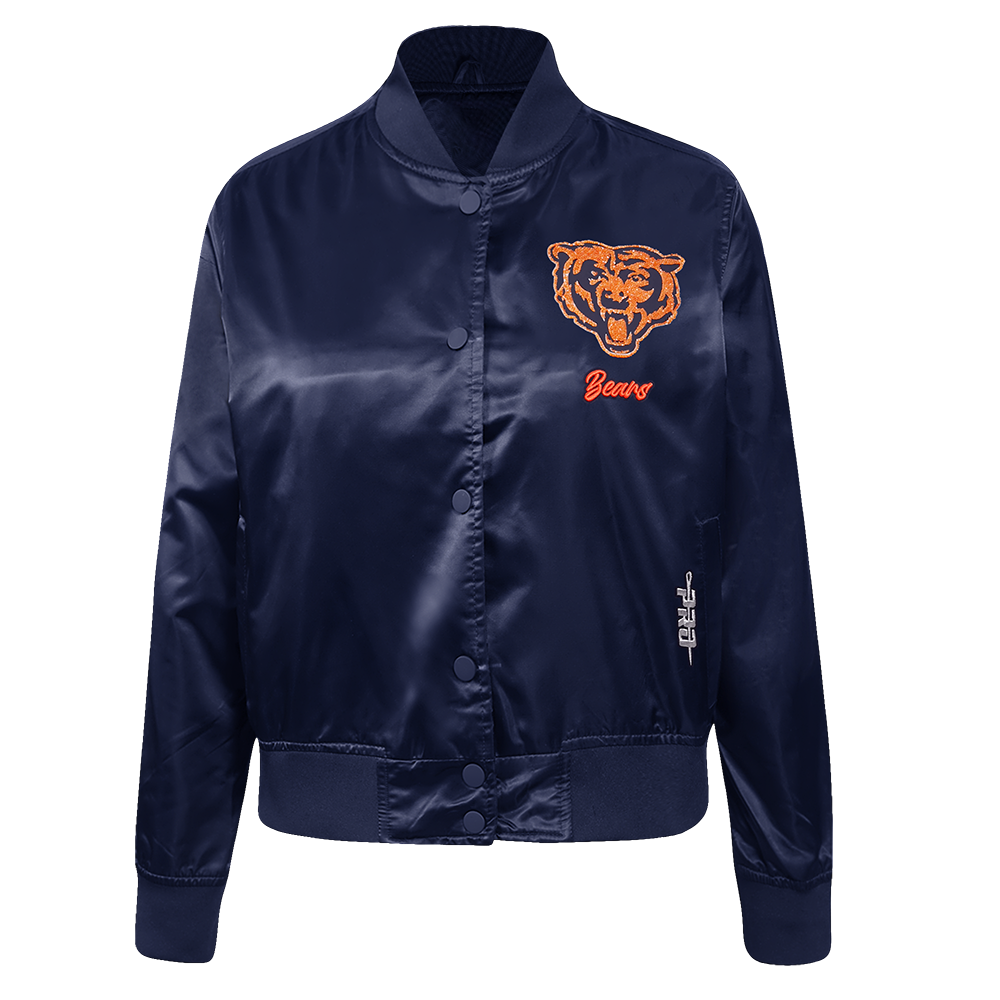 NFL CHICAGO BEARS TEAM CRYSTALLINE WOMEN'S SATIN JACKET (MIDNIGHT NAVY)