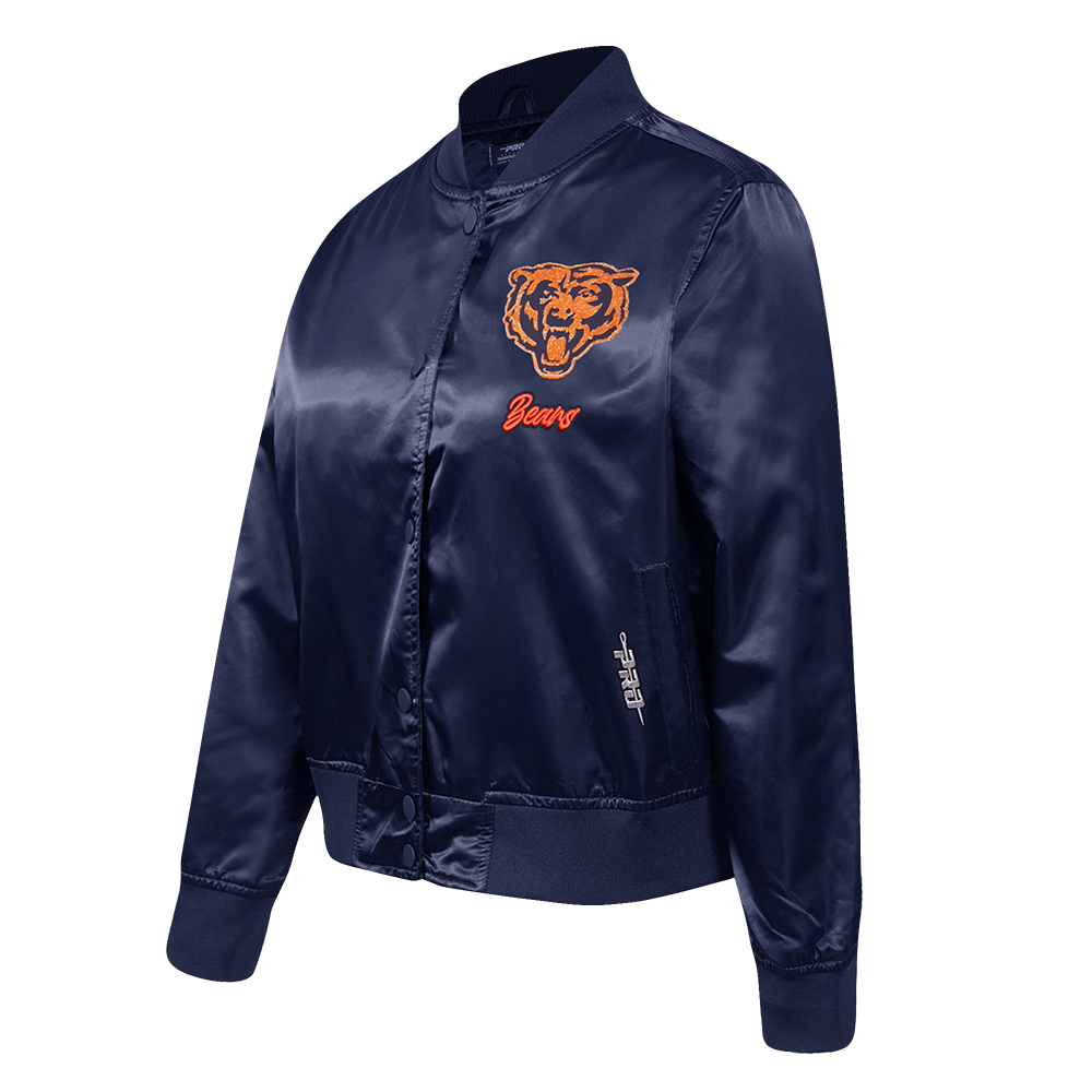 NFL CHICAGO BEARS TEAM CRYSTALLINE WOMEN'S SATIN JACKET (MIDNIGHT NAVY)