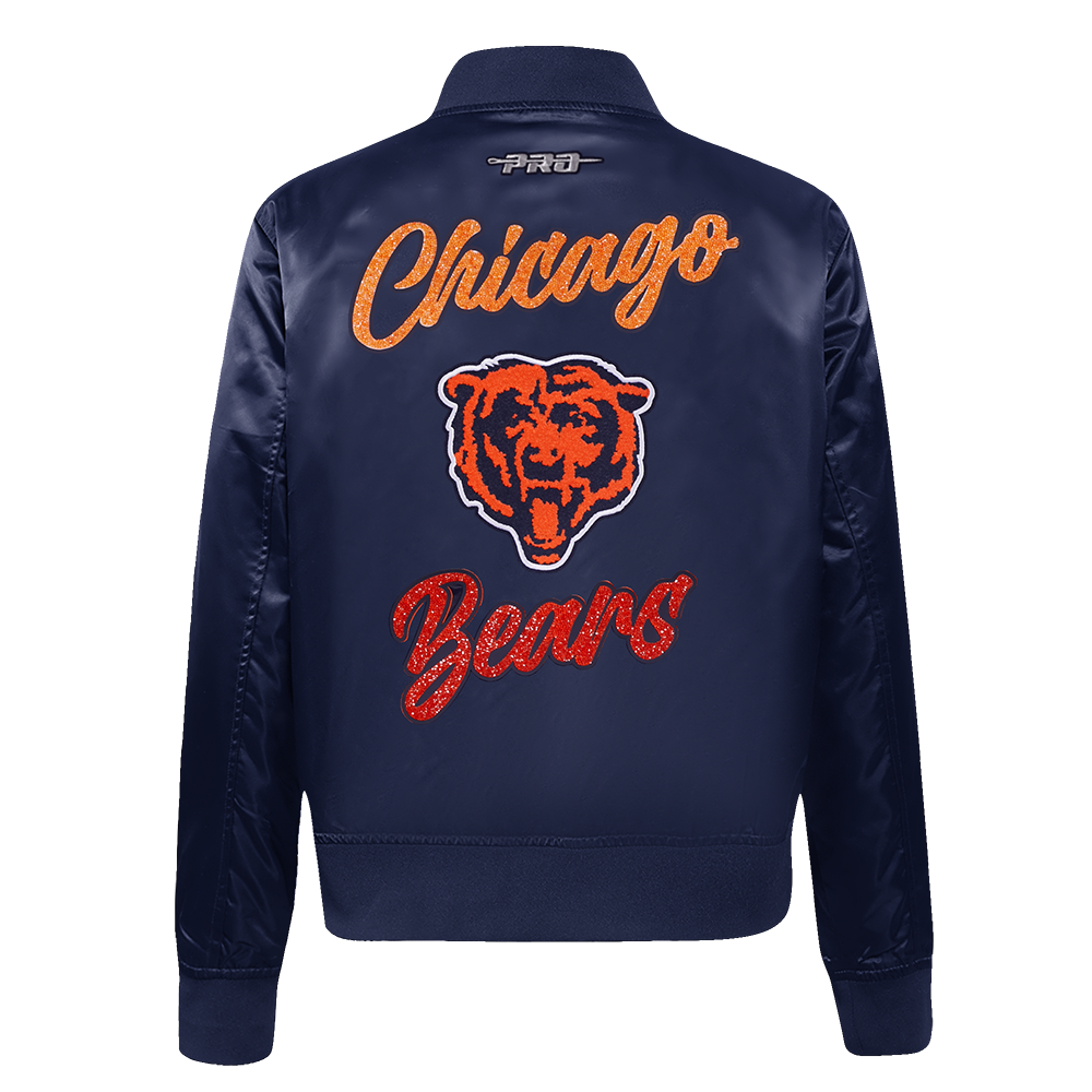 NFL CHICAGO BEARS TEAM CRYSTALLINE WOMEN'S SATIN JACKET (MIDNIGHT NAVY)