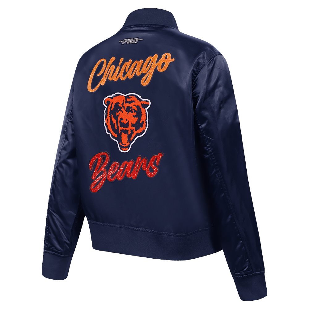 NFL CHICAGO BEARS TEAM CRYSTALLINE WOMEN'S SATIN JACKET (MIDNIGHT NAVY)