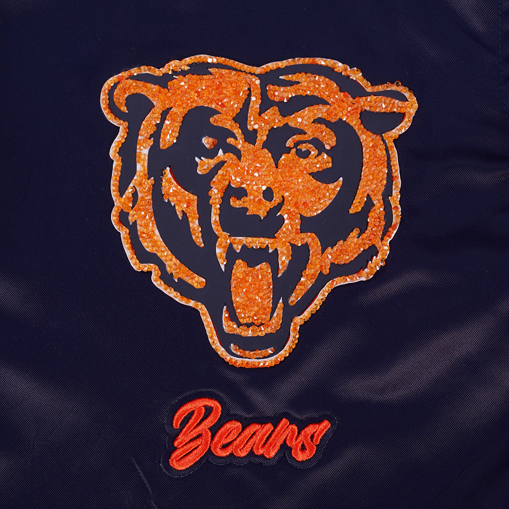 NFL CHICAGO BEARS TEAM CRYSTALLINE WOMEN'S SATIN JACKET (MIDNIGHT NAVY)