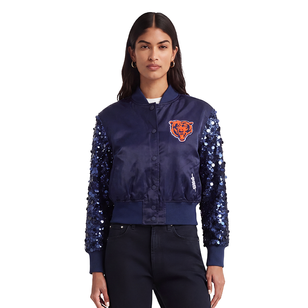 NFL CHICAGO BEARS WOMEN'S SATIN JACKET (MIDNIGHT NAVY)