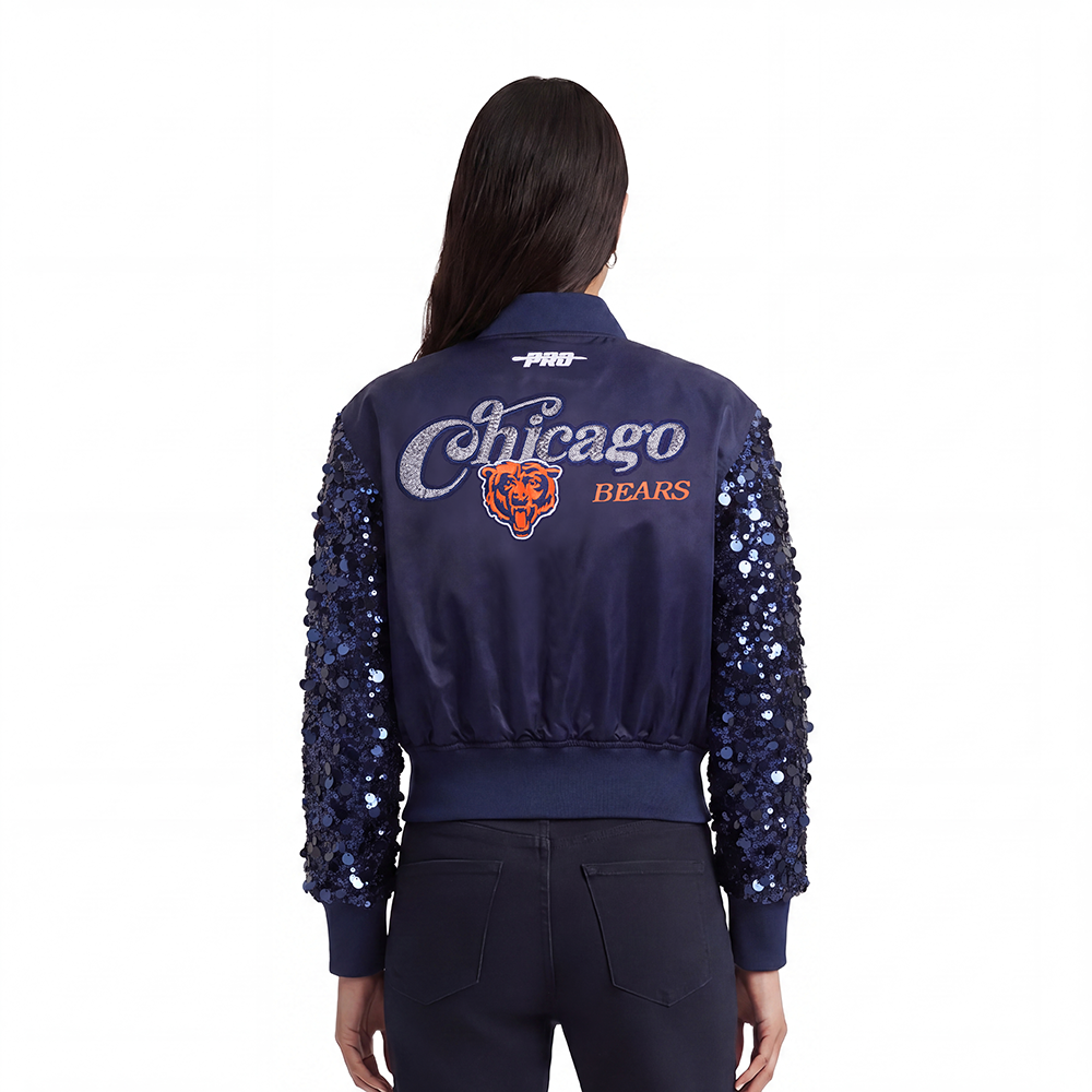 NFL CHICAGO BEARS WOMEN'S SATIN JACKET (MIDNIGHT NAVY)