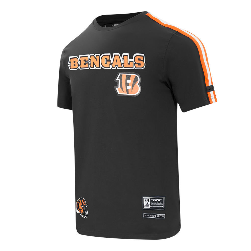NFL CINCINNATI BENGALS CLASSIC MESH T-SHIRT EN JERSEY SIMPLE À RAYURES (NOIR/ORANGE)