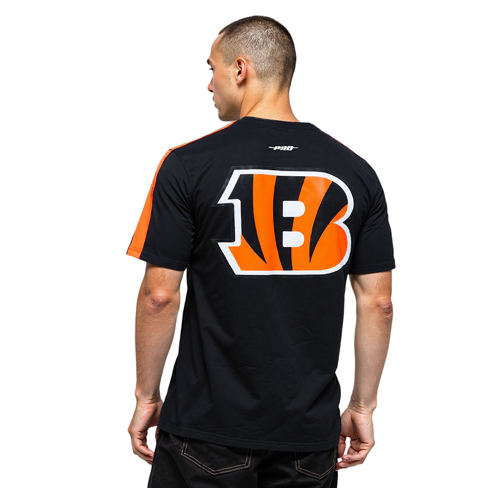 NFL CINCINNATI BENGALS CLASSIC MESH SJ STRIPED TEE (BLACK/ORANGE)