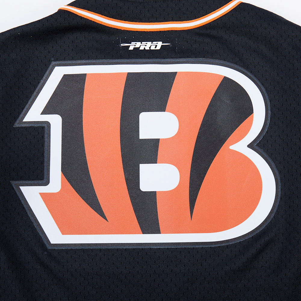 NFL CINCINNATI BENGALS MESH BUTTON UP SHIRT (BLACK/ORANGE)