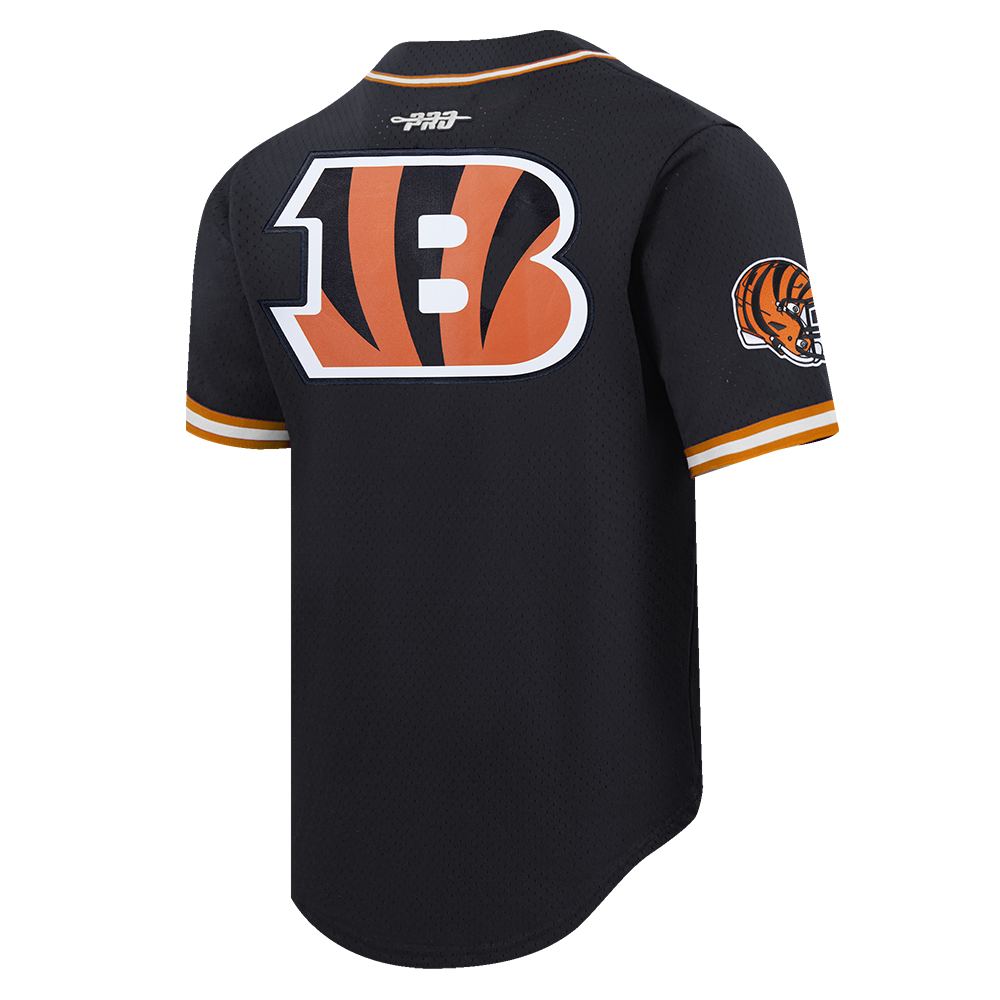 NFL CINCINNATI BENGALS MESH BUTTON UP SHIRT (BLACK/ORANGE)